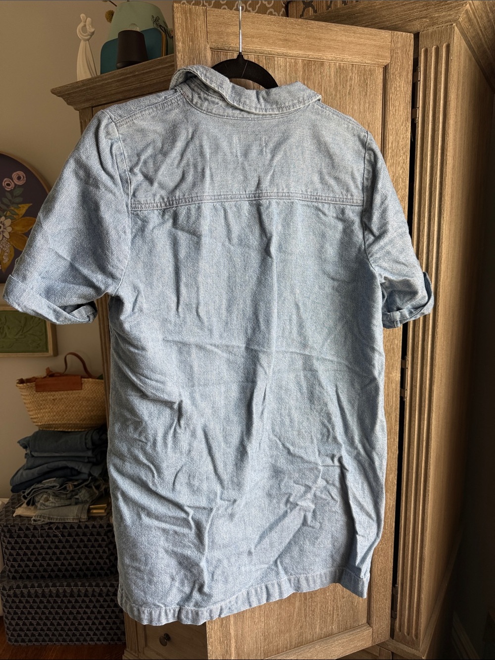 Sezane Light Blue Denim Shirt Mini Dress - Picture 4 of 4
